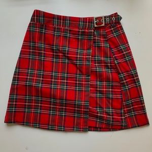 Plaid Adjustable Wrap Skirt